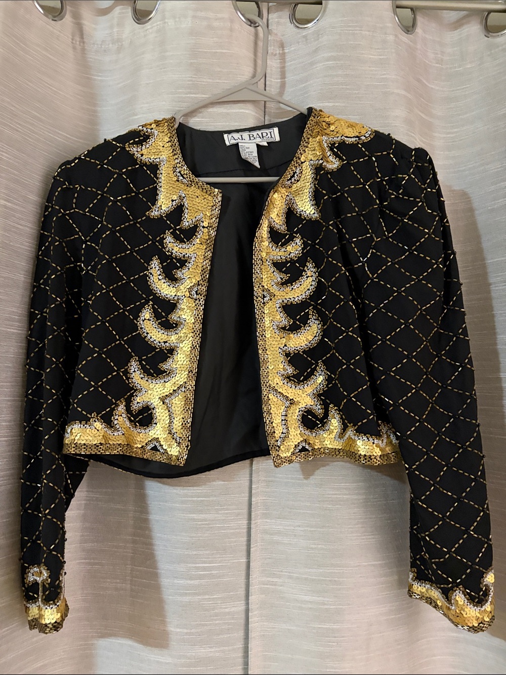 A.J. Bari Black Jacket with Gold Sequin Embellishment